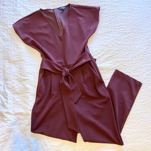 express v neck tie waist jumpsuit
